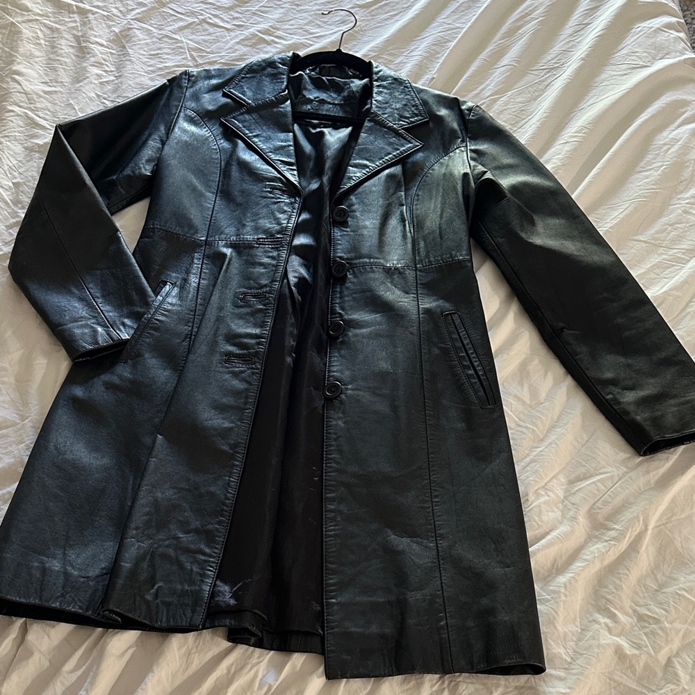 Women's Black Leather Coat